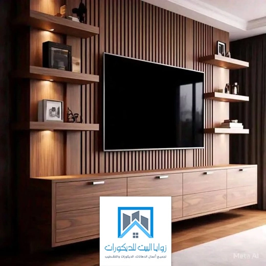 ديكور شاشة مع رفوف