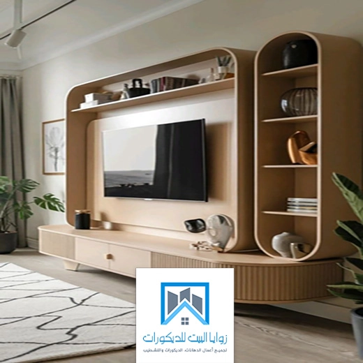 ديكور شاشة مع رفوف